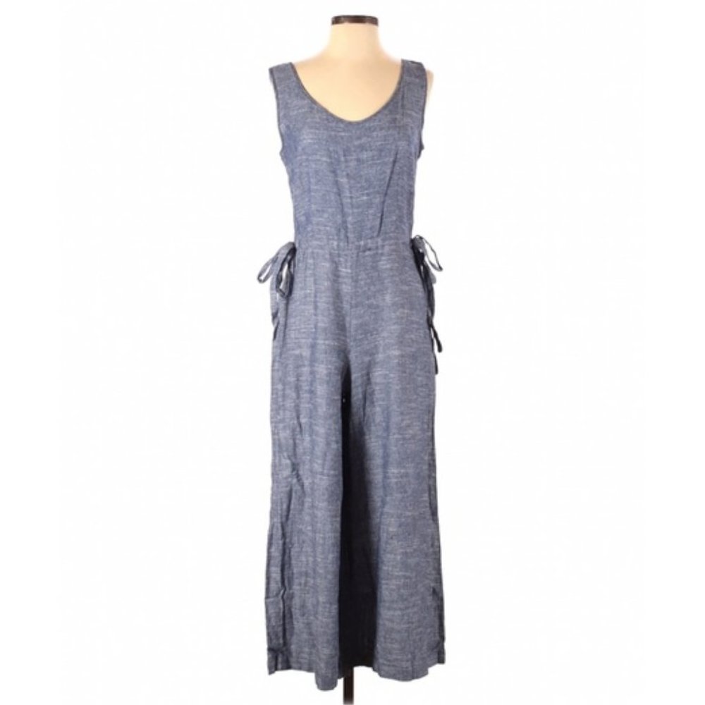 Max Studio Linen Blend Blue Jumpsuit